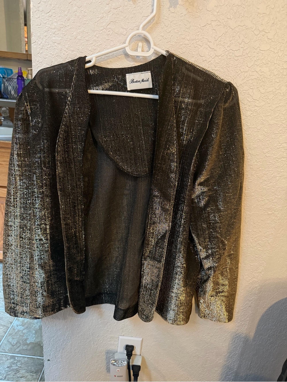 Boston Maid VTG Metallic Gold & Black Lightweight Evening Jacket S-M